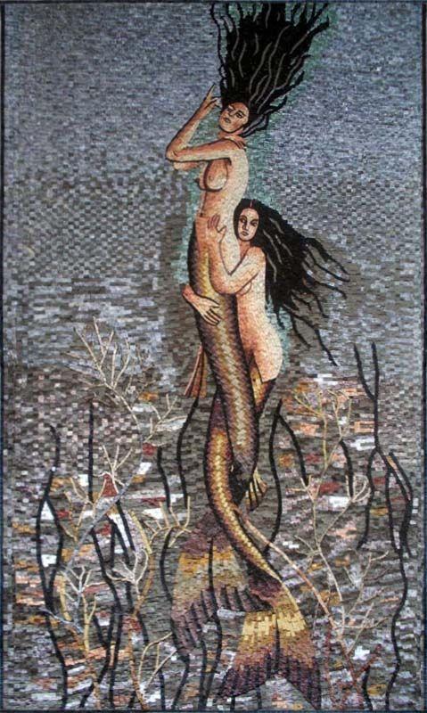 Brunette Mermaids Mosaic