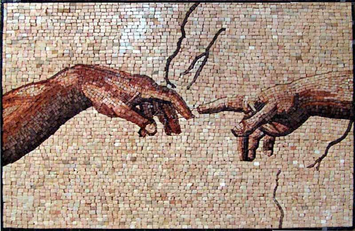 Michelangelo Creation of Adam" - Mosaic Reproduction "