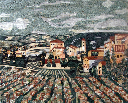 Natural Scene Marble Tuscan Mosaic Floral Art