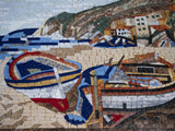 Seascape Mosaic Art - Boats on Shore