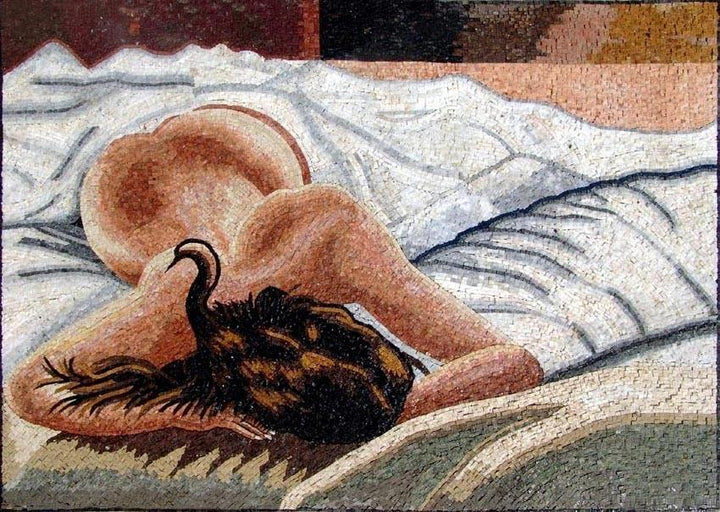 Sleeping Woman Marble Mosaic Mural