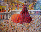 Female Figure Colorful Mosaic Autumn Leaves