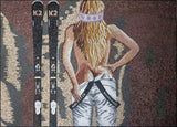 Seductive Blonde Skier - Mosaic Art
