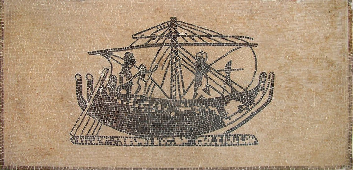 Phoenician Ship in Marble Mosaic