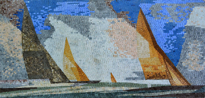 Sailing Boats Marble Mosaic