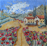Poppy Field Tuscany Mosaic Mural