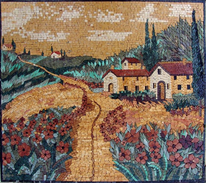 Italian Houses in Flower Field Mosaic