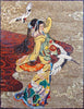 Dancing Japanese Geisha Marble Mosaic Mural