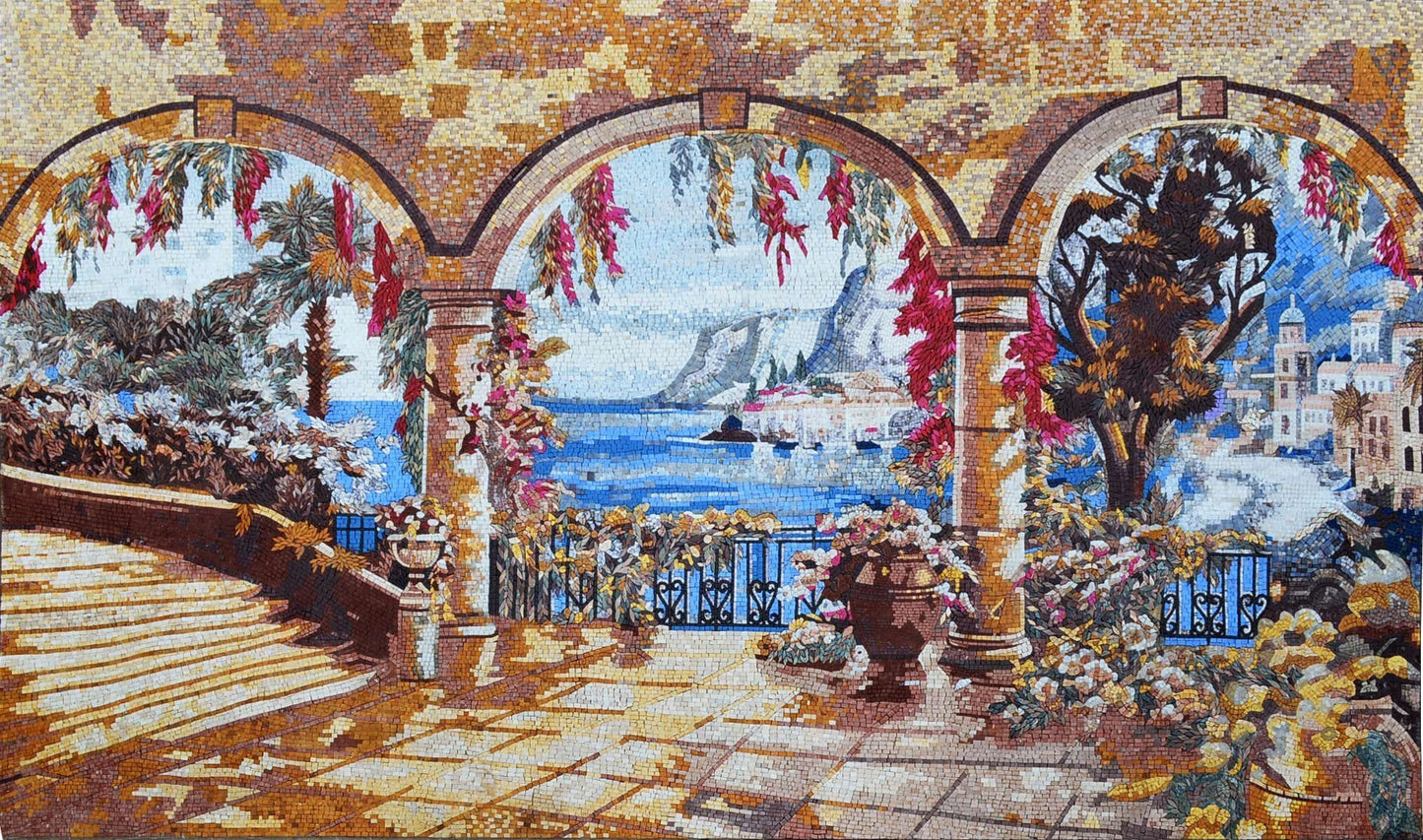 Balcony in Tuscan Mosaic Artwork