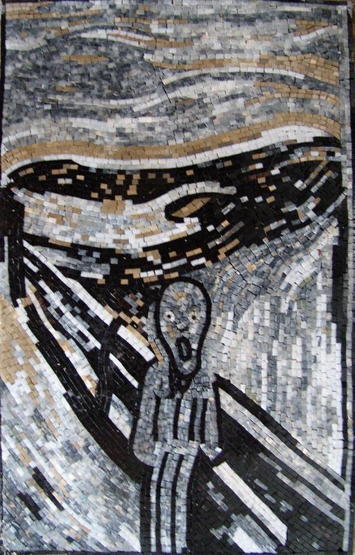 Edvard Munch Scream" - Black and White Mosaic"