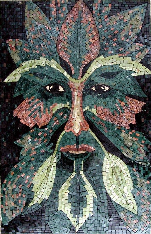 Green Man Mosaic Mural Decor