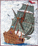 Ship Marble Mosaic Seascape
