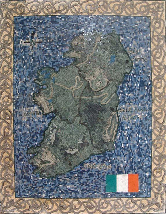 Ireland Map Marble Mosaic Art