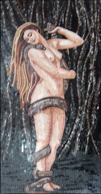 Nude Woman in the woods Art Mosaic