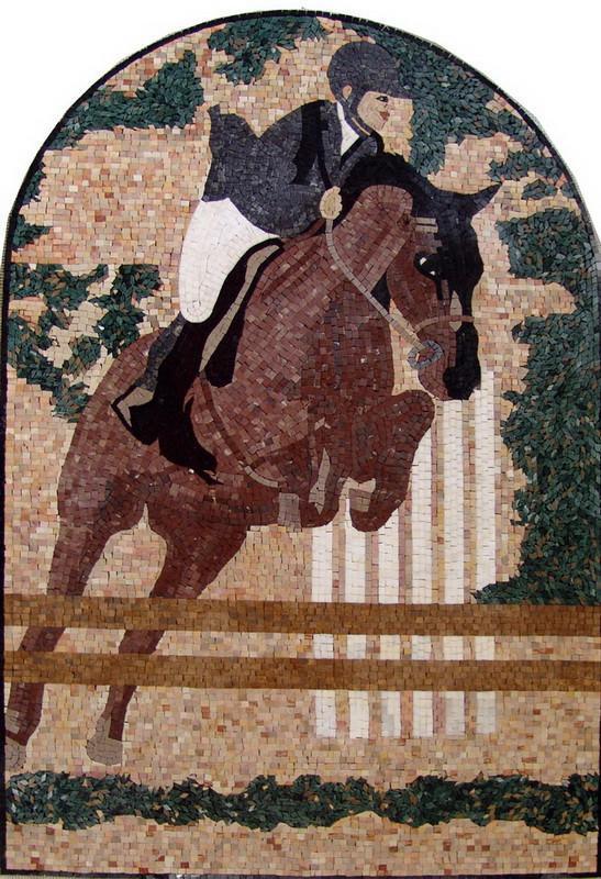 Horse Rider Arch Mosaic Marble