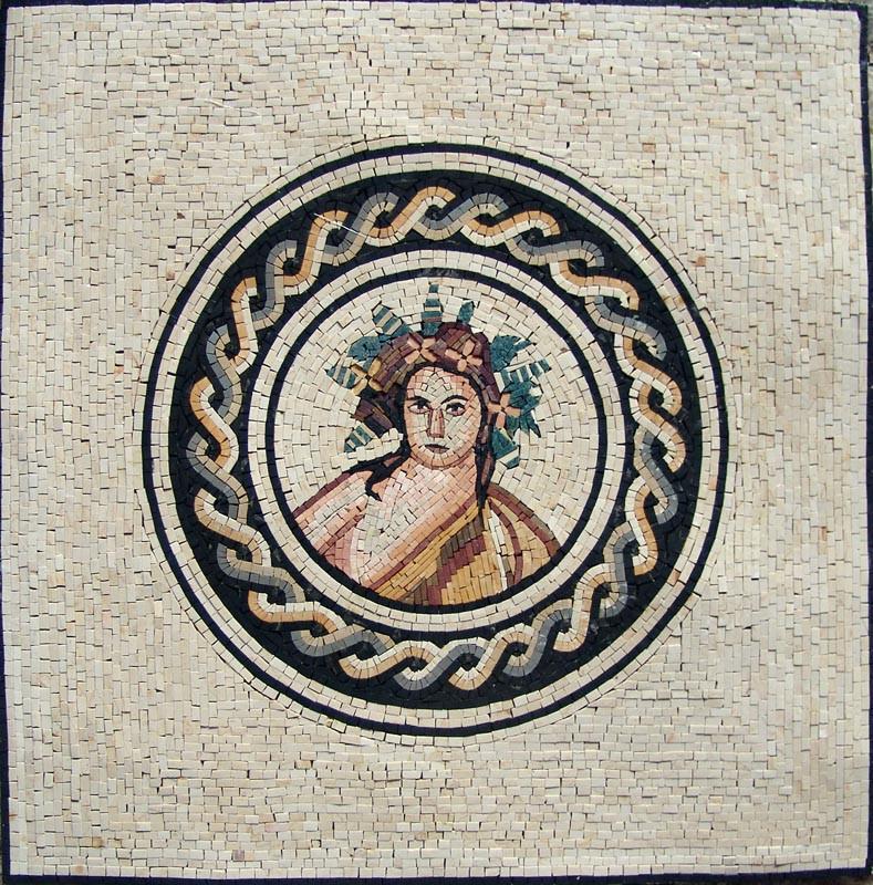 Roman Goddess Medallion Mosaic Design
