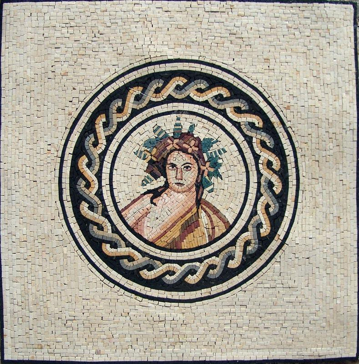 Roman Goddess Medallion Mosaic Design