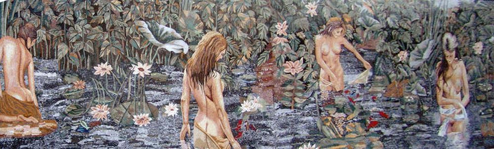 Bathing Mermaids Marble Mosaic