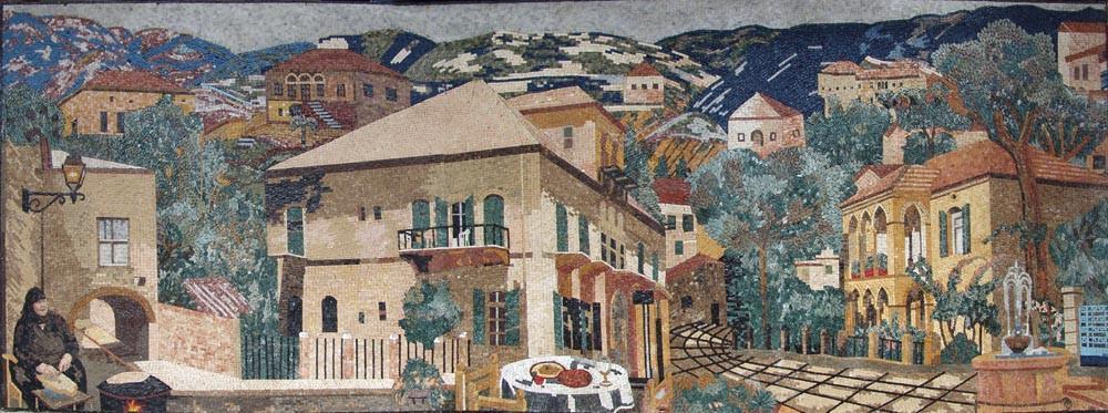 Beautiful Village Natural scene stone mosaic