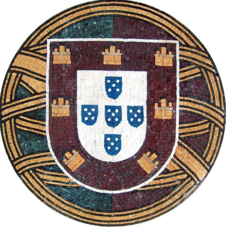 Portuguese Flag Medallion Marble Mosaic Art