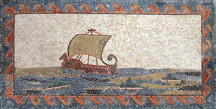 Ancient Sailing Boat Mosaic
