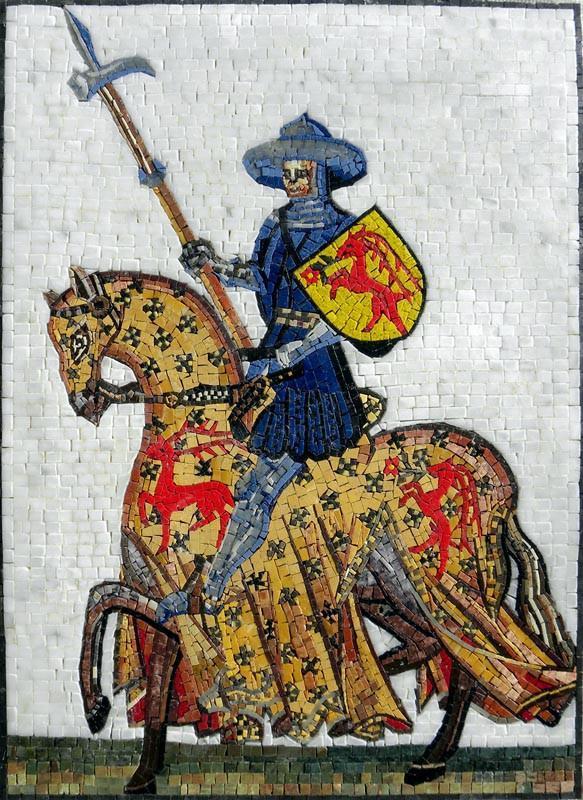 Horse Warrior Stone Mosaic Mural