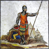 Soldier with Shaft Stone Mosaic Mural Art
