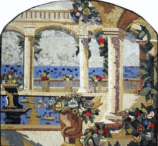 Natural Scene Stone Tuscan Mosaic Mural