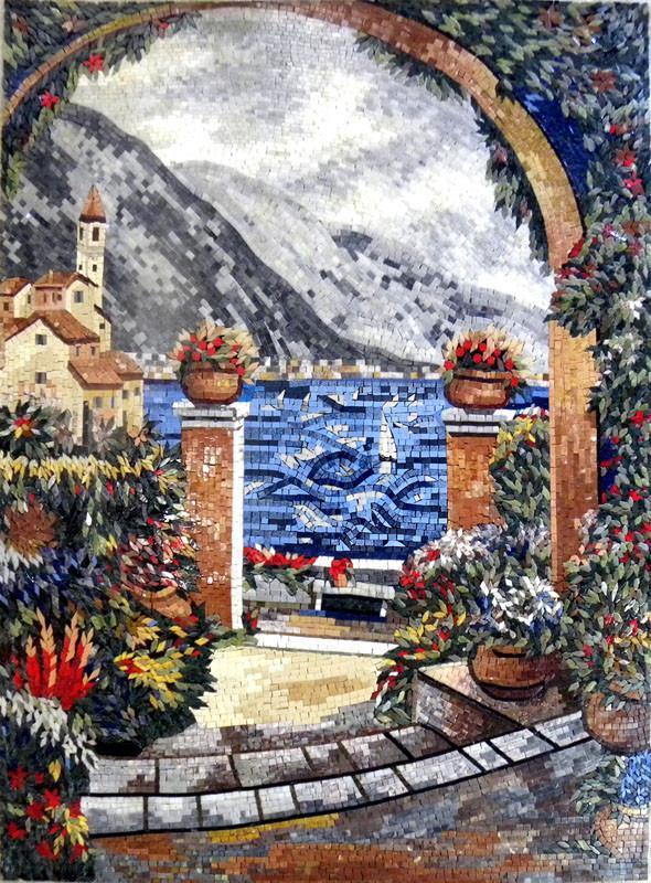Natural Scene Tuscan Mosaic Mural Art