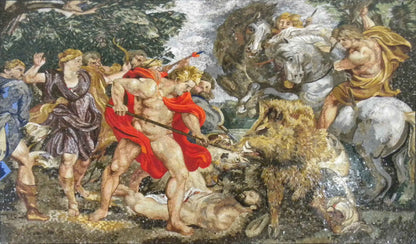 Alfred Wheeler Hunting Scene" - Mosaic Reproduction "