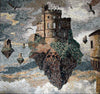 Jacek Yerka Castle On A Rock" - Mosaic Reproduction "