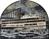 Boat and Brooklyn Bridge New York Mosaic