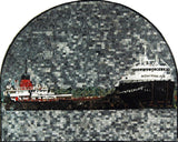 Boat Scene in an Arched Design Mosaic