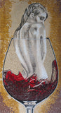 Nude Woman In Wine Glass Fantasy Mosaic Art