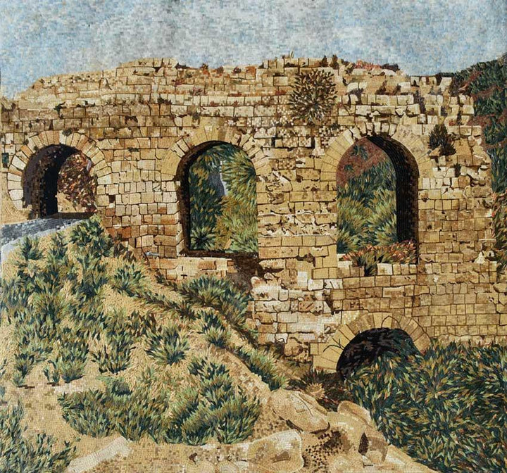 Roman Ruins in Nature Mosaic Mural