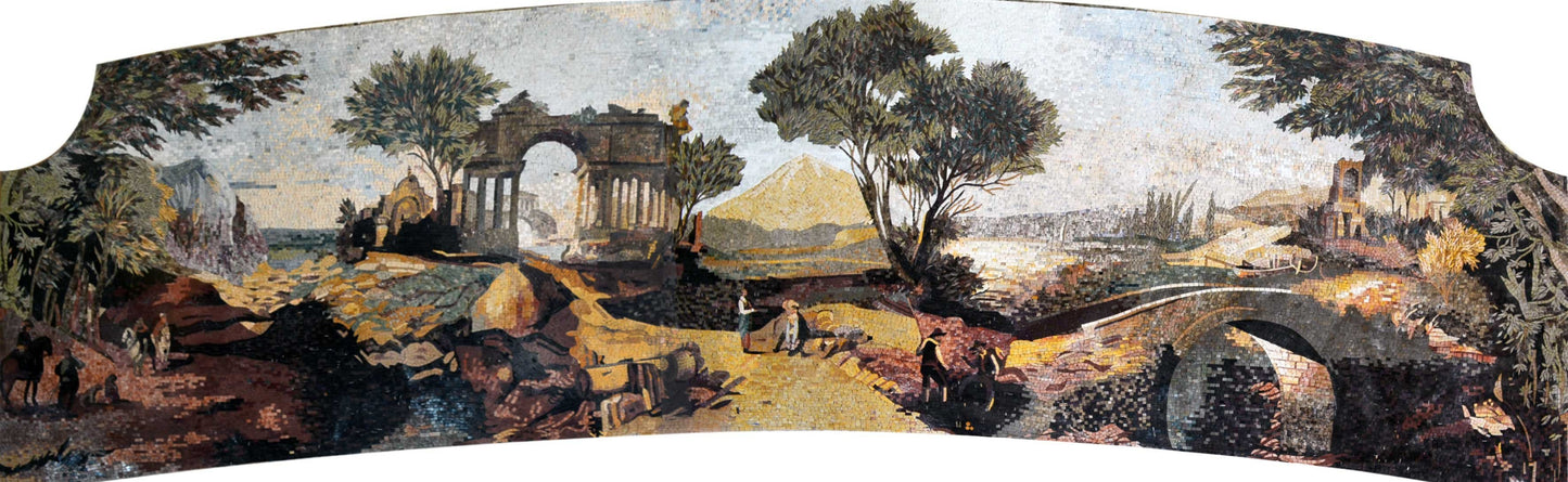 Village Natural Scene Marble Mosaic