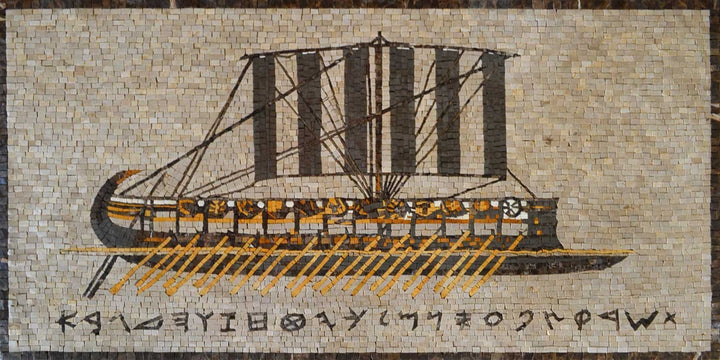 Phoenician ship Marble Mosaic