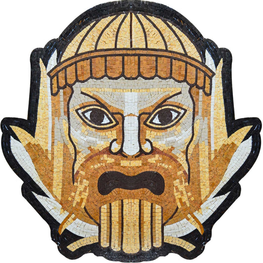 Aztec Mayan God Mask - Mosaic Art