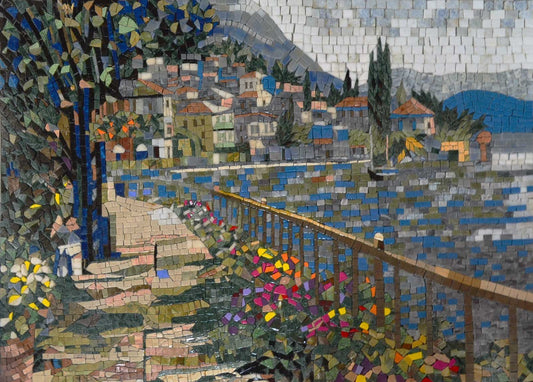 Colorful Floral Landscape Mosaic Art