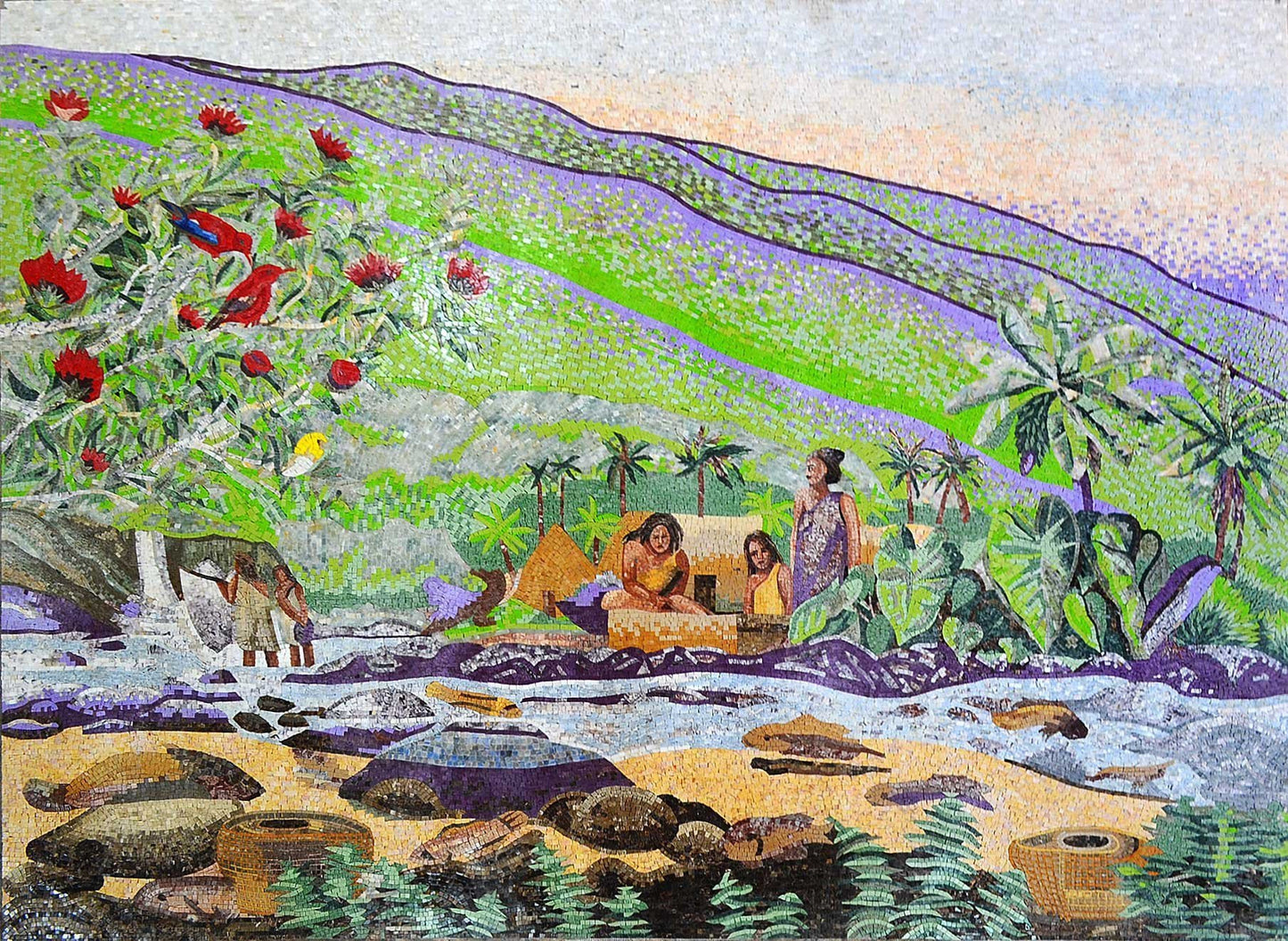 Illustrative Mosaic Primitive people life