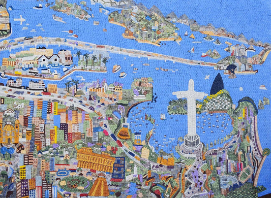 Rio de Janero coast Marble Mosaic Mural
