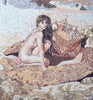 Lady in a shell on the sea shore marble mosaic mural