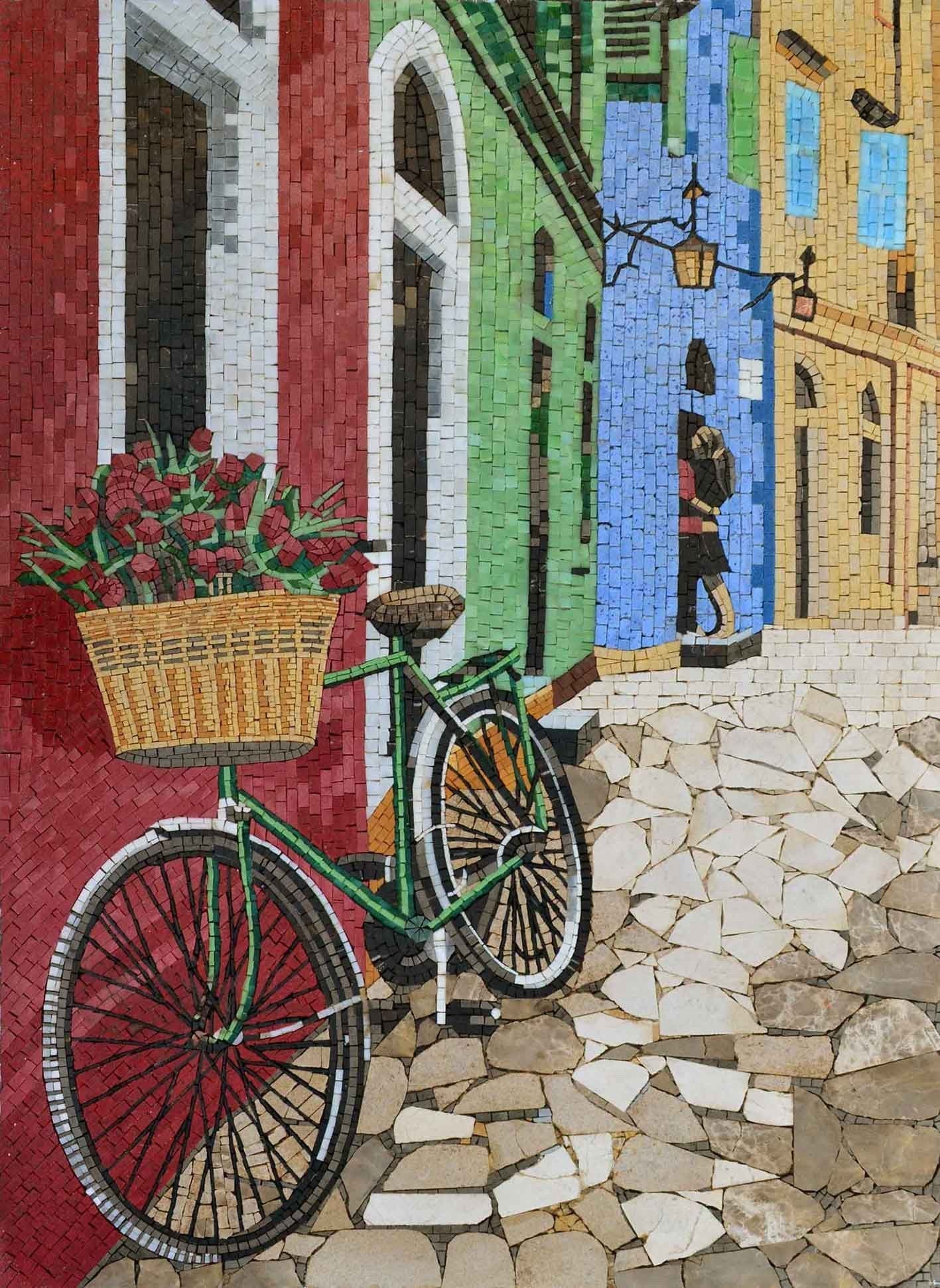 Parisian Narrow Street Custom Mosaic Tile Art