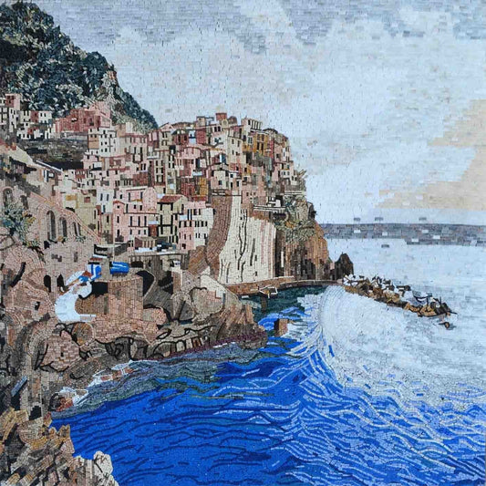 Manarola Italy View Mosaic Seascape