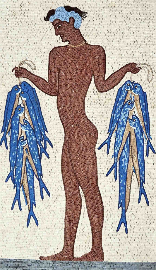 The Young fisherman Greek Art Mosaic Marble