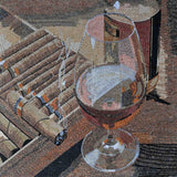 Cigar and Drink Pair Mosaic Marble Handmade Artwork