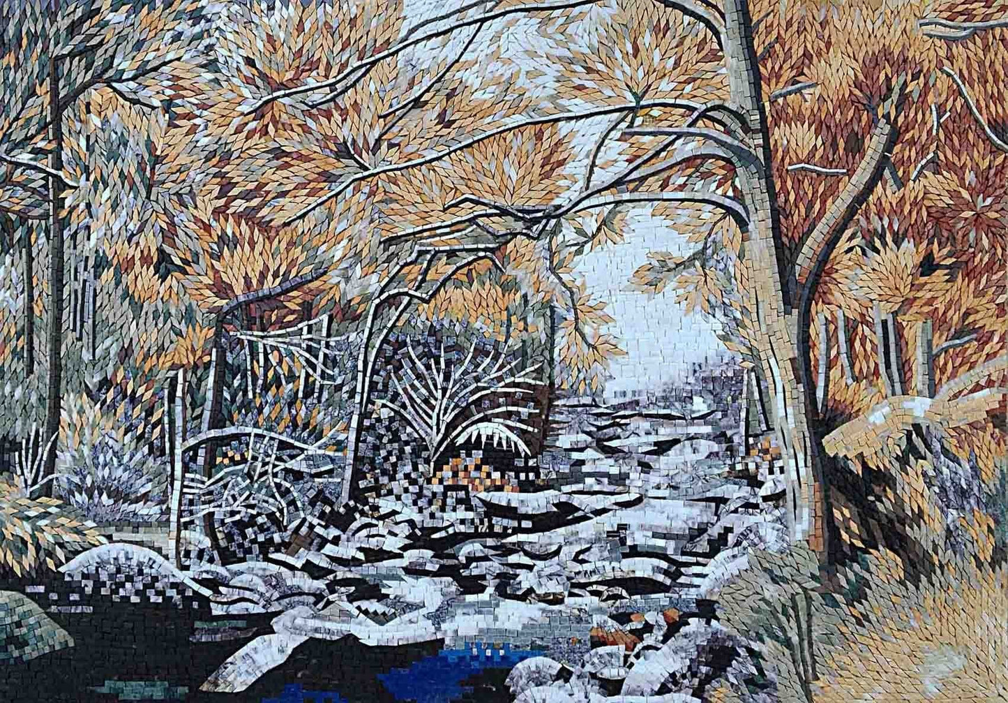 Forest River Mosaic Marble Handmade Art