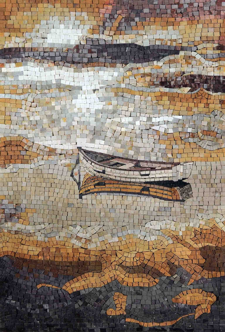 Boat of Light Marble Mosaic Handmade