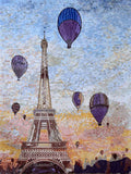 Eiffel tower and Hot Air Balloons Mosaic Art