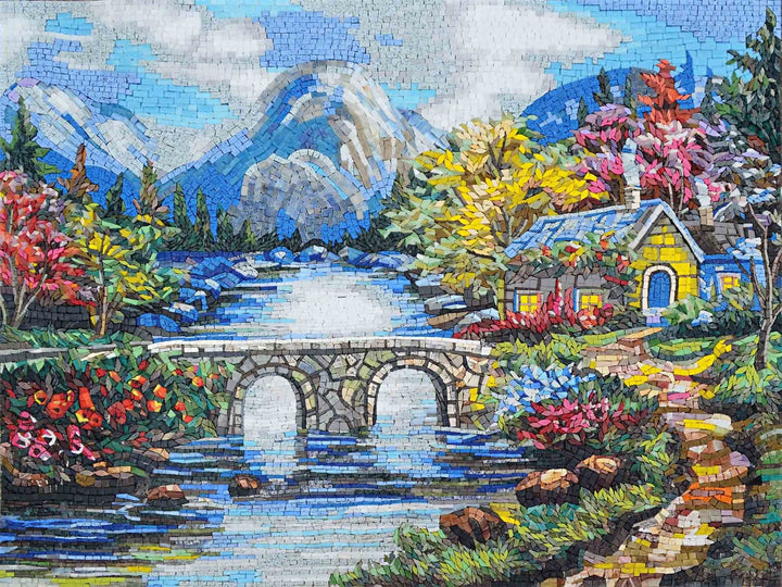 Marble Mosaic Murals- House on River
